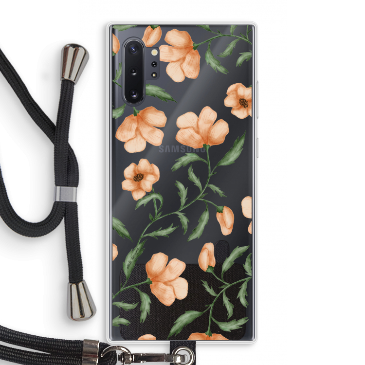 Peachy flowers: Samsung Galaxy Note 10 Plus Transparant Hoesje met koord