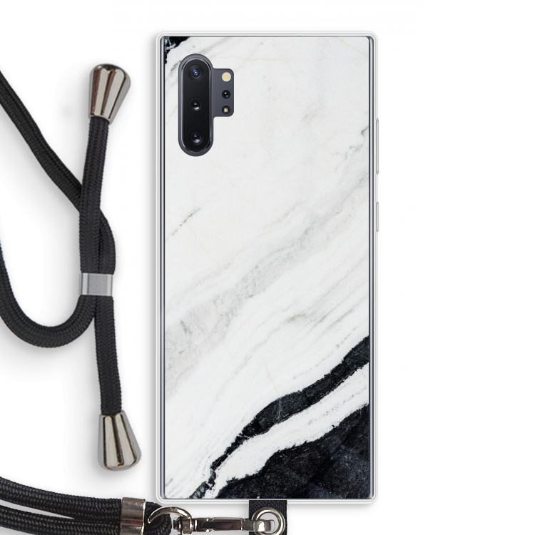 Elegante marmer: Samsung Galaxy Note 10 Plus Transparant Hoesje met koord