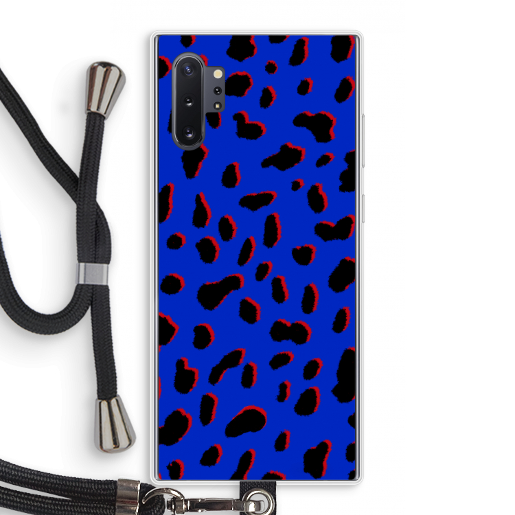 Blue Leopard: Samsung Galaxy Note 10 Plus Transparant Hoesje met koord