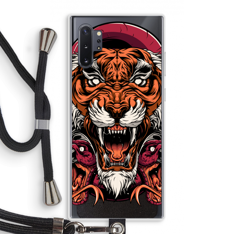 Tiger and Rattlesnakes: Samsung Galaxy Note 10 Plus Transparant Hoesje met koord