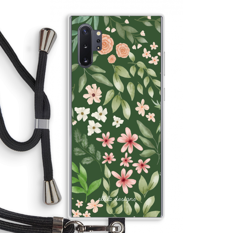Botanical green sweet flower heaven: Samsung Galaxy Note 10 Plus Transparant Hoesje met koord