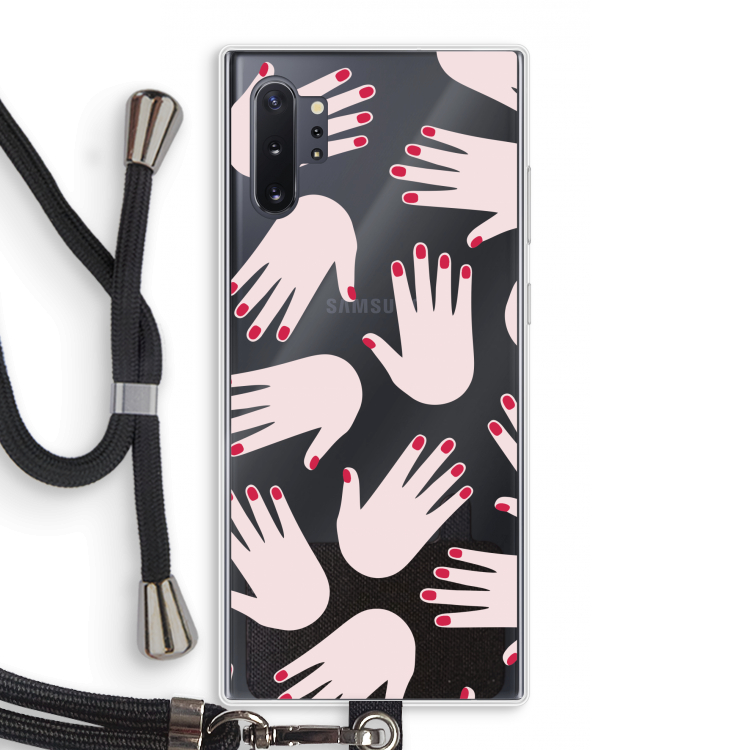 Hands pink: Samsung Galaxy Note 10 Plus Transparant Hoesje met koord