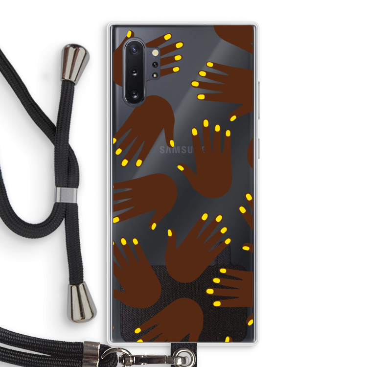 Hands dark: Samsung Galaxy Note 10 Plus Transparant Hoesje met koord