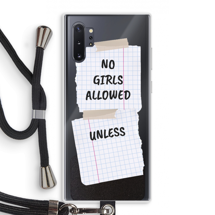 No Girls Allowed Unless: Samsung Galaxy Note 10 Plus Transparant Hoesje met koord