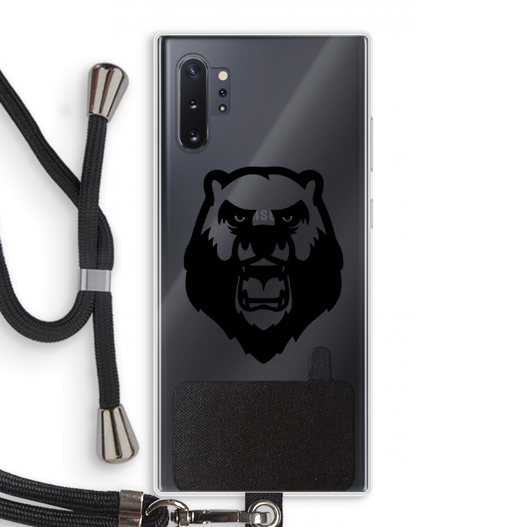 Angry Bear (black): Samsung Galaxy Note 10 Plus Transparant Hoesje met koord