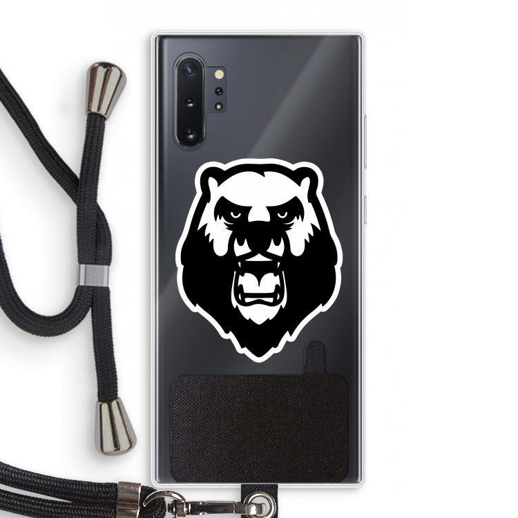 Angry Bear (white): Samsung Galaxy Note 10 Plus Transparant Hoesje met koord