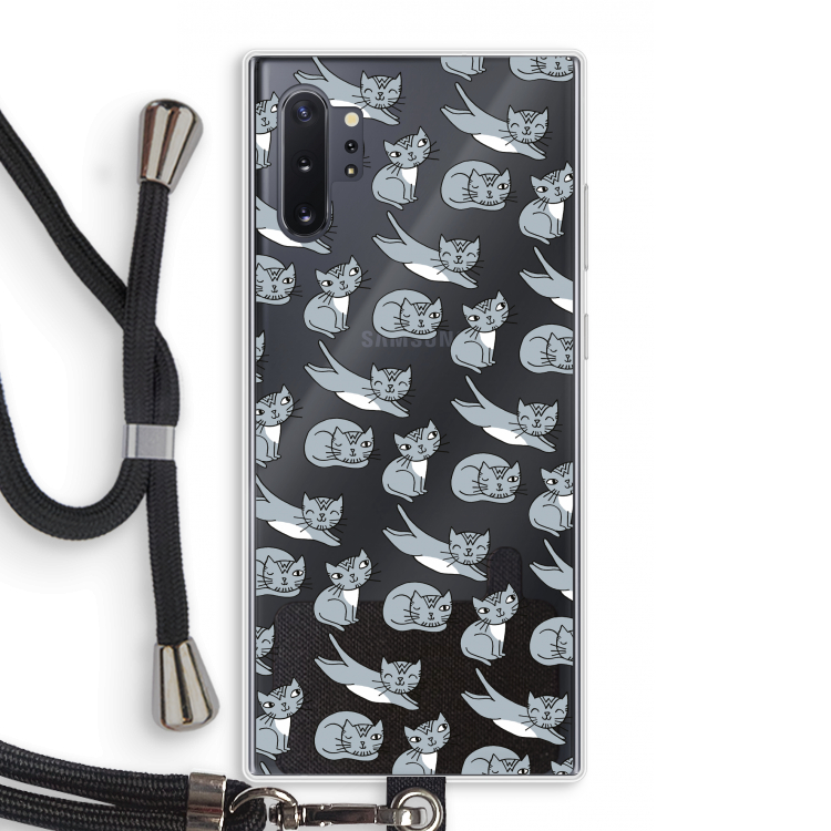 Poezen: Samsung Galaxy Note 10 Plus Transparant Hoesje met koord