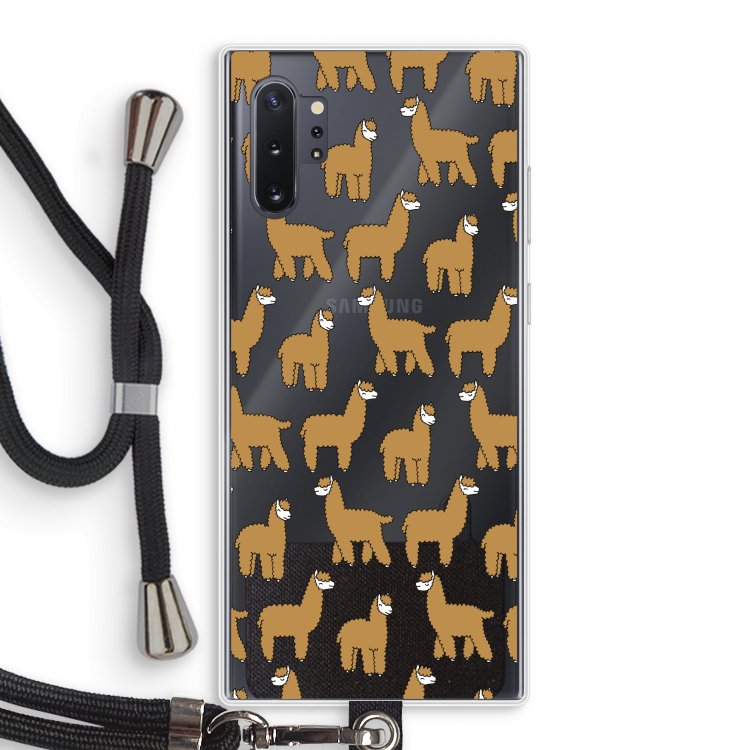 Alpacas: Samsung Galaxy Note 10 Plus Transparant Hoesje met koord