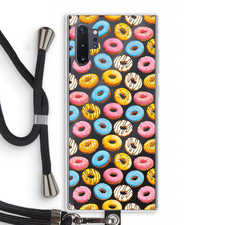 Pink donuts: Samsung Galaxy Note 10 Plus Transparant Hoesje met koord