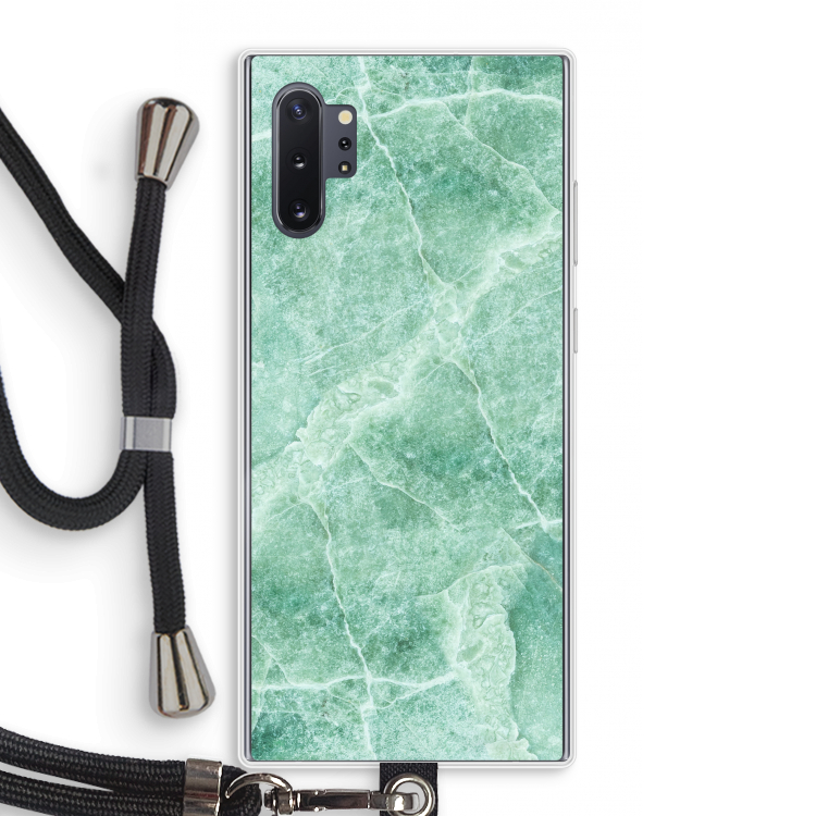 Groen marmer: Samsung Galaxy Note 10 Plus Transparant Hoesje met koord