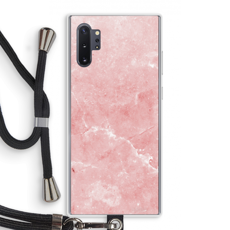 Roze marmer: Samsung Galaxy Note 10 Plus Transparant Hoesje met koord