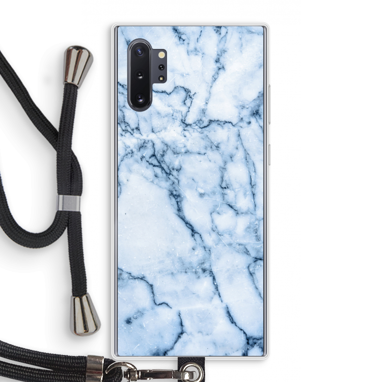 Blauw marmer: Samsung Galaxy Note 10 Plus Transparant Hoesje met koord