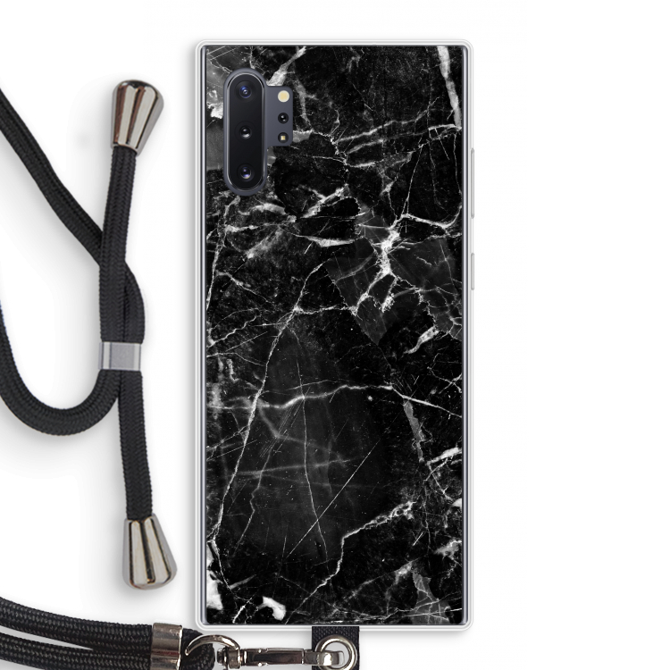 Zwart Marmer 2: Samsung Galaxy Note 10 Plus Transparant Hoesje met koord