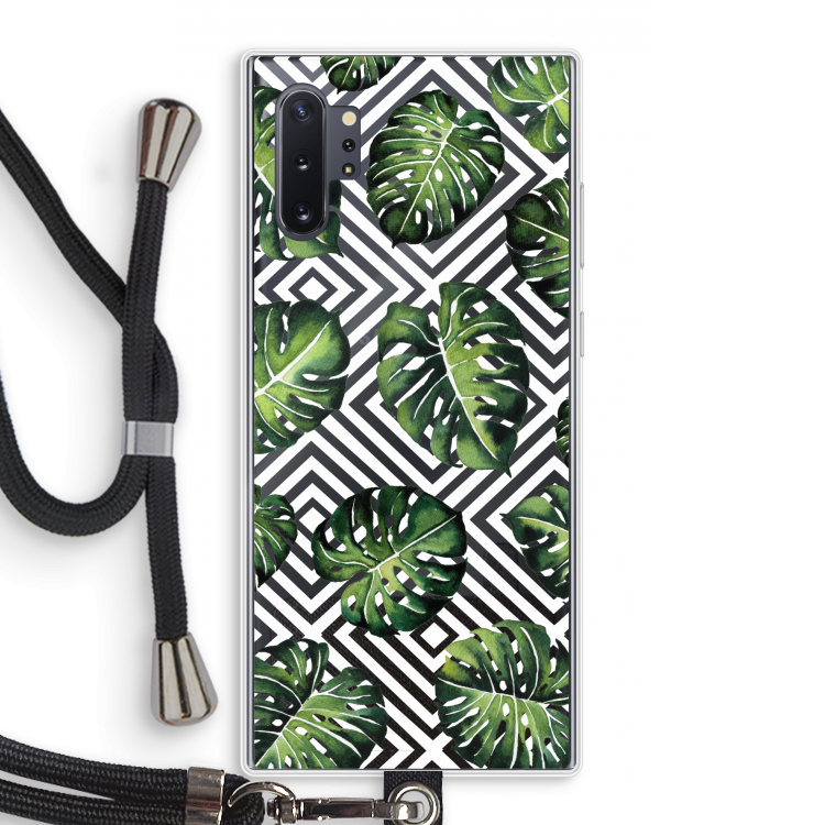 Geometrische jungle: Samsung Galaxy Note 10 Plus Transparant Hoesje met koord