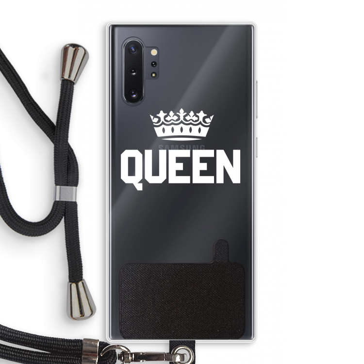 Queen zwart: Samsung Galaxy Note 10 Plus Transparant Hoesje met koord