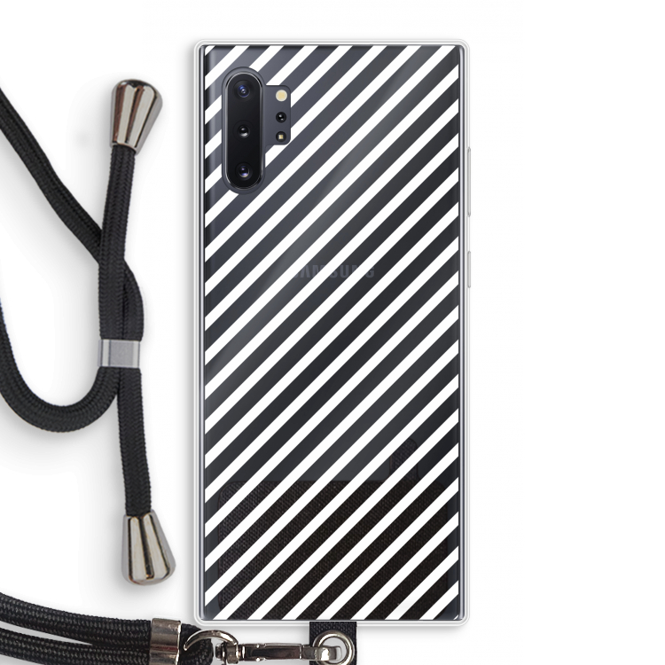 Strepen zwart-wit: Samsung Galaxy Note 10 Plus Transparant Hoesje met koord
