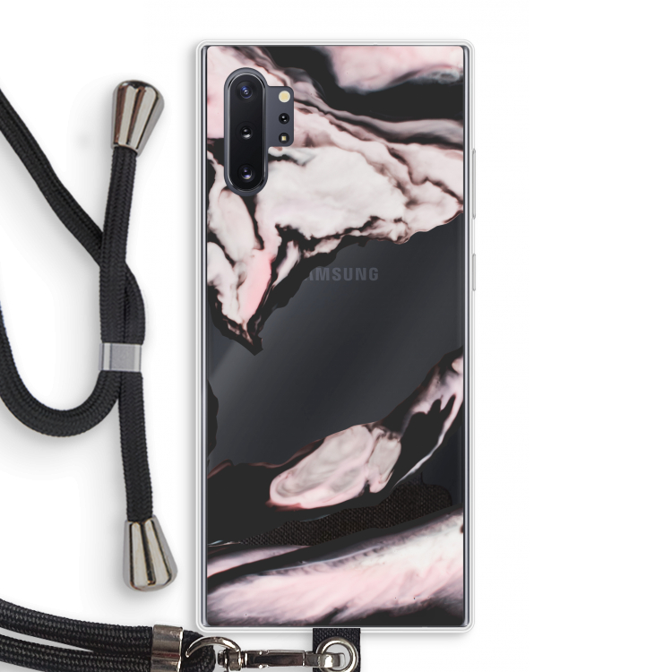 Roze stroom: Samsung Galaxy Note 10 Plus Transparant Hoesje met koord