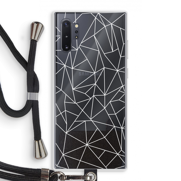 Geometrische lijnen wit: Samsung Galaxy Note 10 Plus Transparant Hoesje met koord