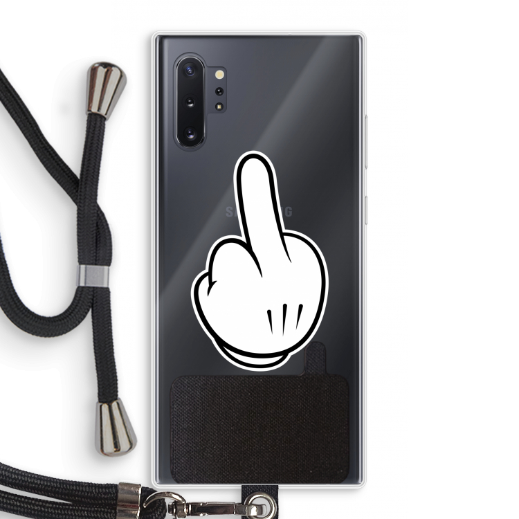 Middle finger black: Samsung Galaxy Note 10 Plus Transparant Hoesje met koord