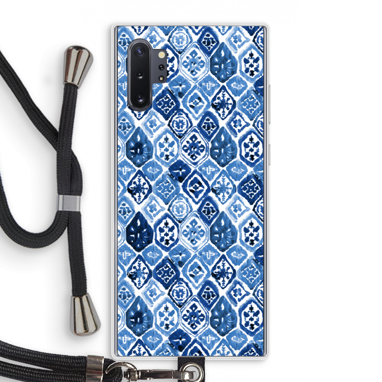 Blauw motief: Samsung Galaxy Note 10 Plus Transparant Hoesje met koord