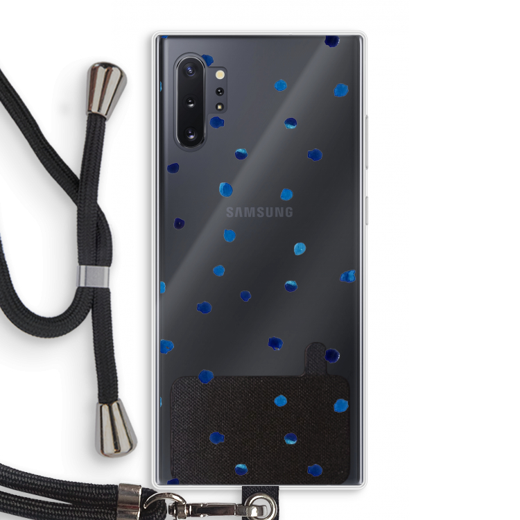 Blauwe stippen: Samsung Galaxy Note 10 Plus Transparant Hoesje met koord