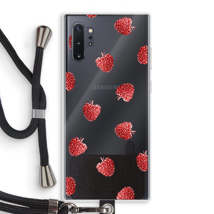 Framboosjes: Samsung Galaxy Note 10 Plus Transparant Hoesje met koord