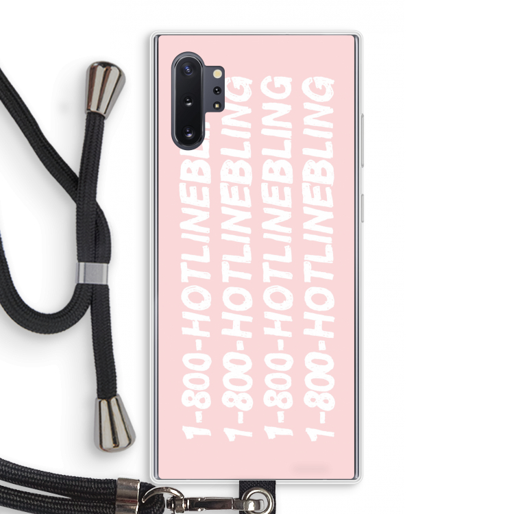 Hotline bling pink: Samsung Galaxy Note 10 Plus Transparant Hoesje met koord