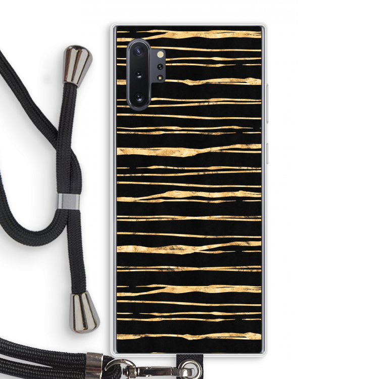 Gouden strepen: Samsung Galaxy Note 10 Plus Transparant Hoesje met koord