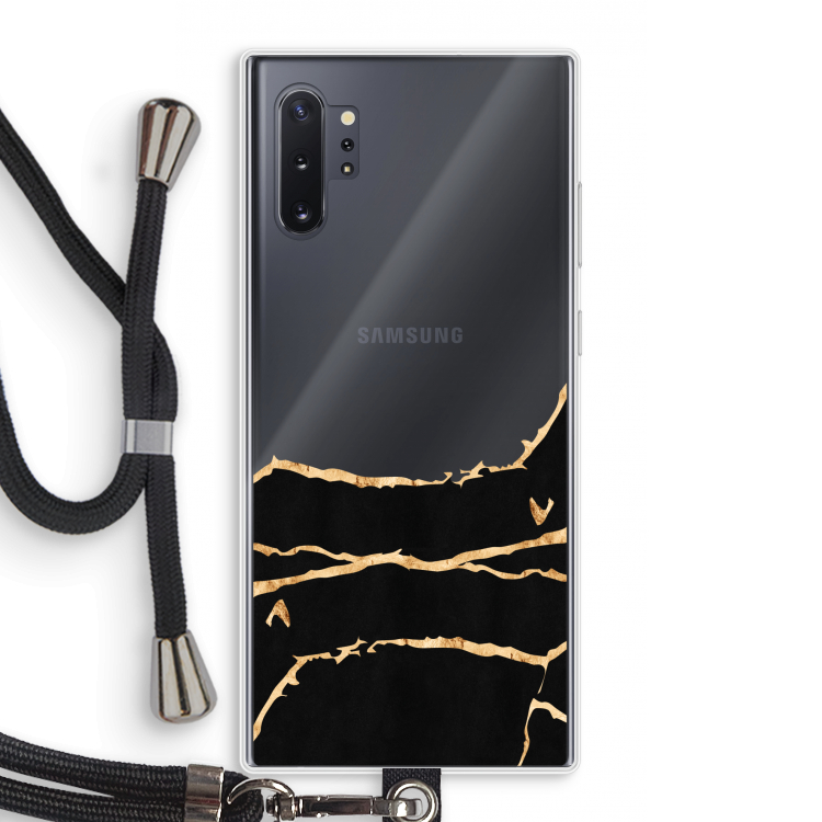 Gouden marmer: Samsung Galaxy Note 10 Plus Transparant Hoesje met koord