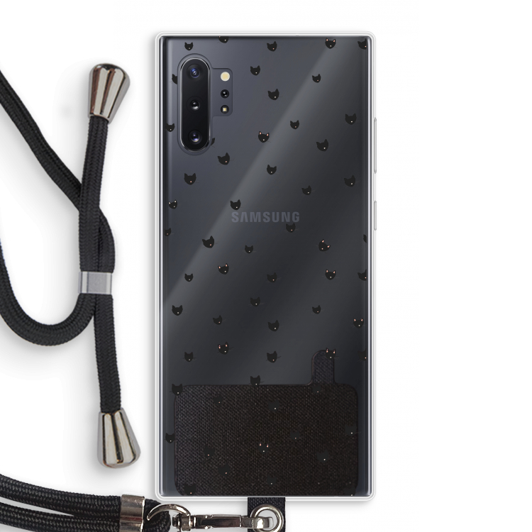 Kleine kattenkopjes: Samsung Galaxy Note 10 Plus Transparant Hoesje met koord