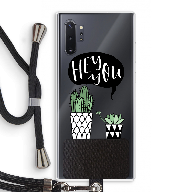 Hey you cactus: Samsung Galaxy Note 10 Plus Transparant Hoesje met koord