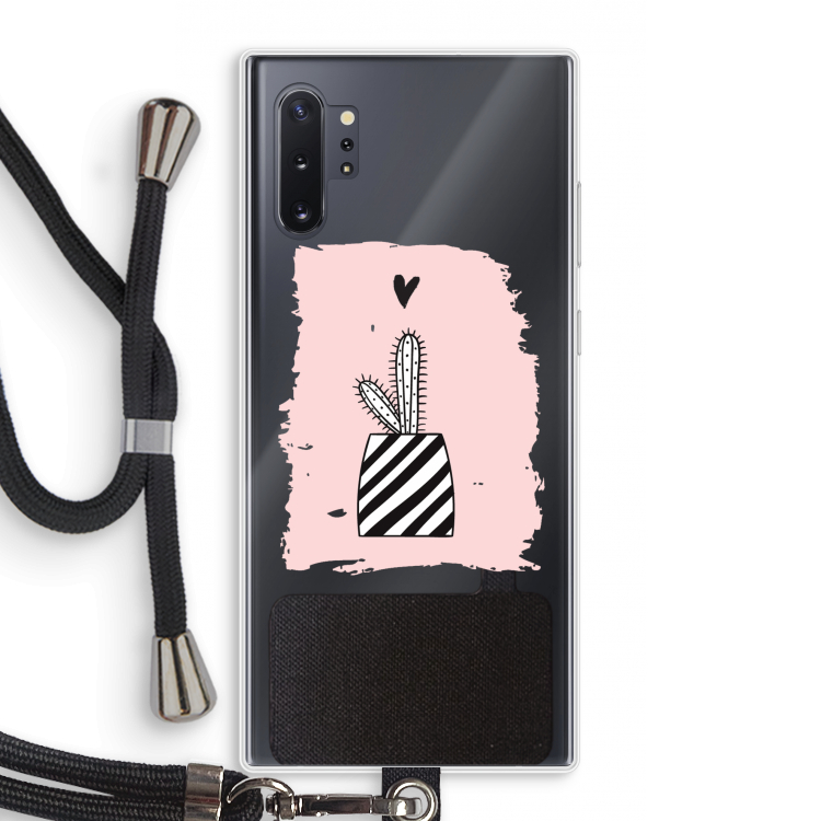 Zwart-wit cactus: Samsung Galaxy Note 10 Plus Transparant Hoesje met koord