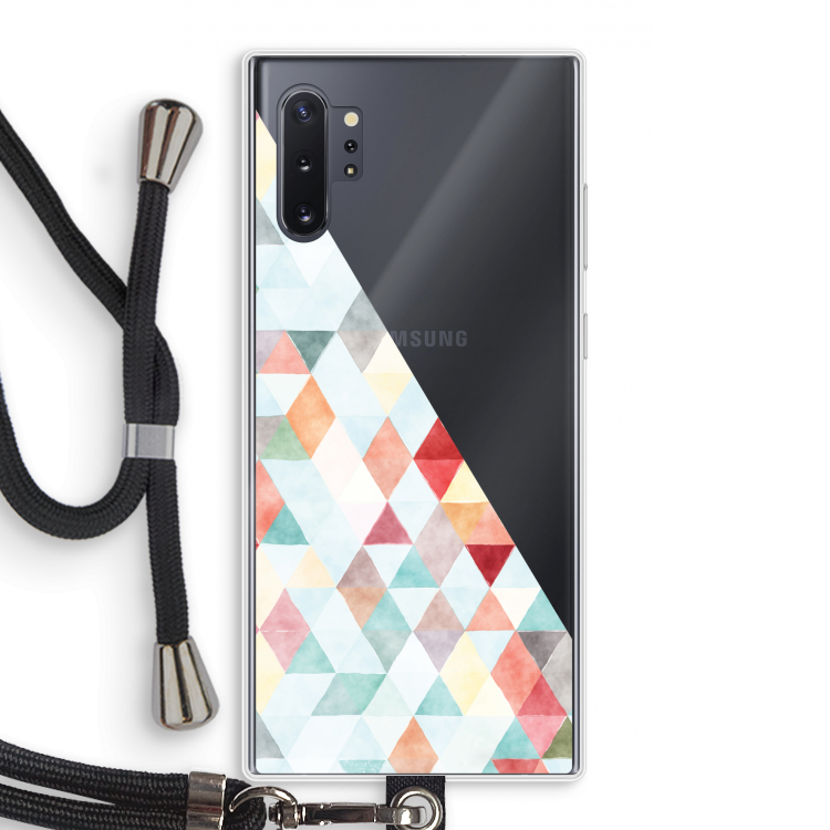 Gekleurde driehoekjes pastel: Samsung Galaxy Note 10 Plus Transparant Hoesje met koord