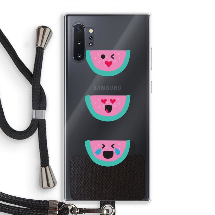 Smiley watermeloen: Samsung Galaxy Note 10 Plus Transparant Hoesje met koord