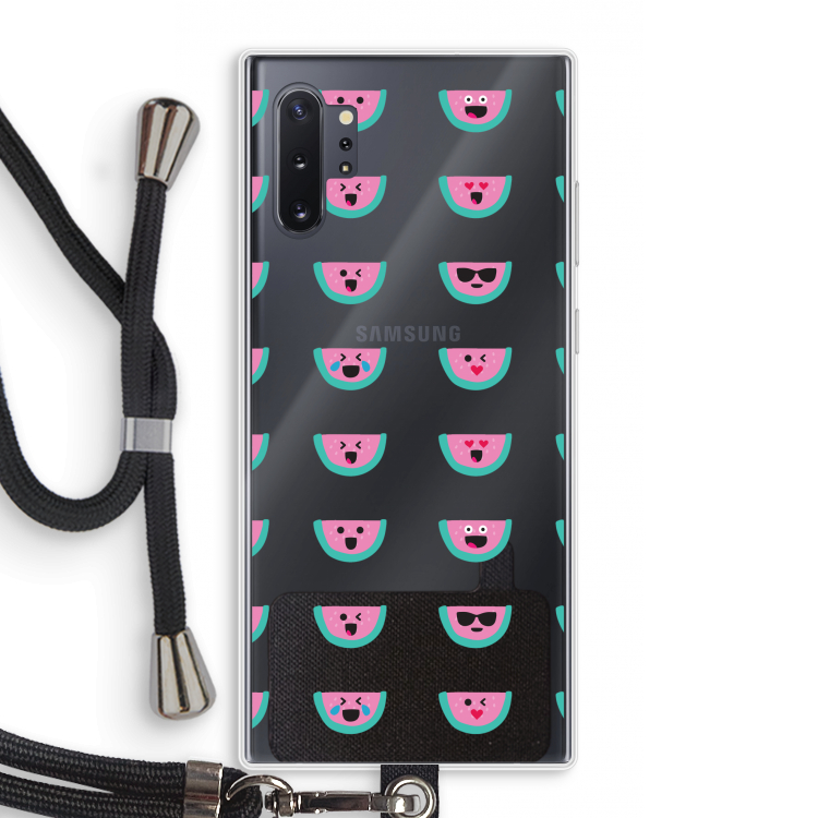 Smiley watermeloenprint: Samsung Galaxy Note 10 Plus Transparant Hoesje met koord
