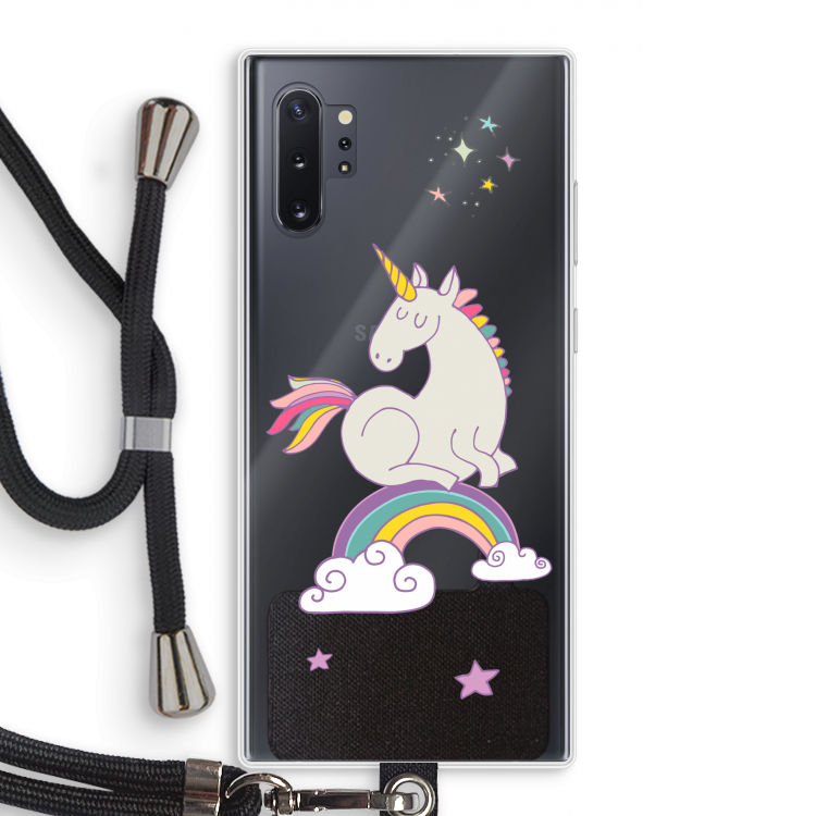 Regenboog eenhoorn: Samsung Galaxy Note 10 Plus Transparant Hoesje met koord