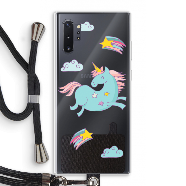 Vliegende eenhoorn: Samsung Galaxy Note 10 Plus Transparant Hoesje met koord