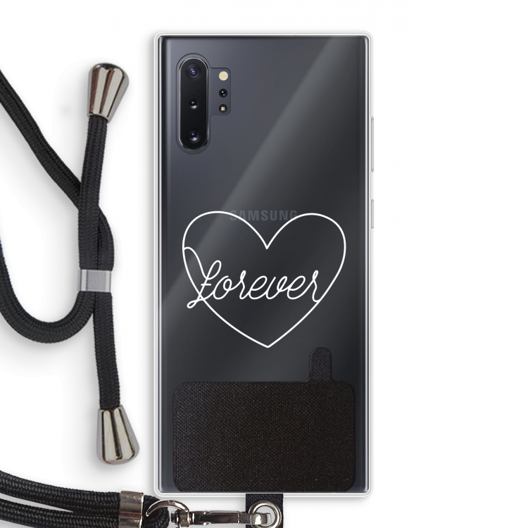 Forever heart pastel: Samsung Galaxy Note 10 Plus Transparant Hoesje met koord