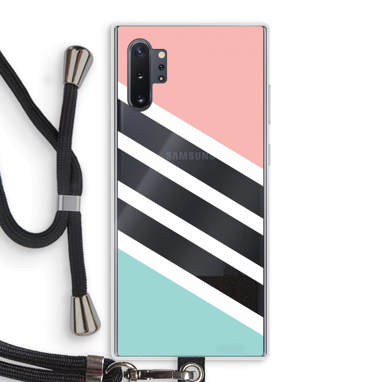Strepen pastel: Samsung Galaxy Note 10 Plus Transparant Hoesje met koord