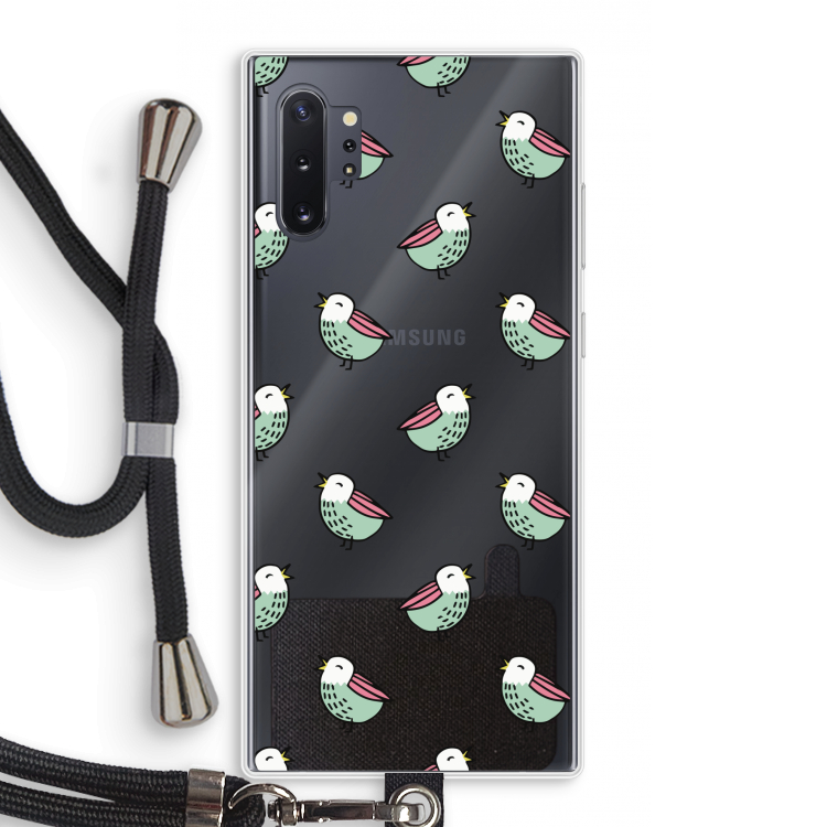 Vogeltjes: Samsung Galaxy Note 10 Plus Transparant Hoesje met koord