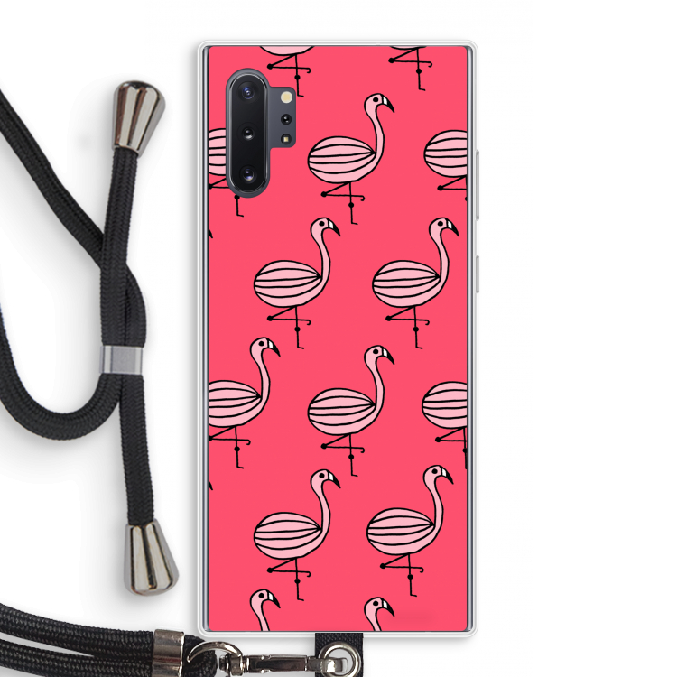Flamingo: Samsung Galaxy Note 10 Plus Transparant Hoesje met koord