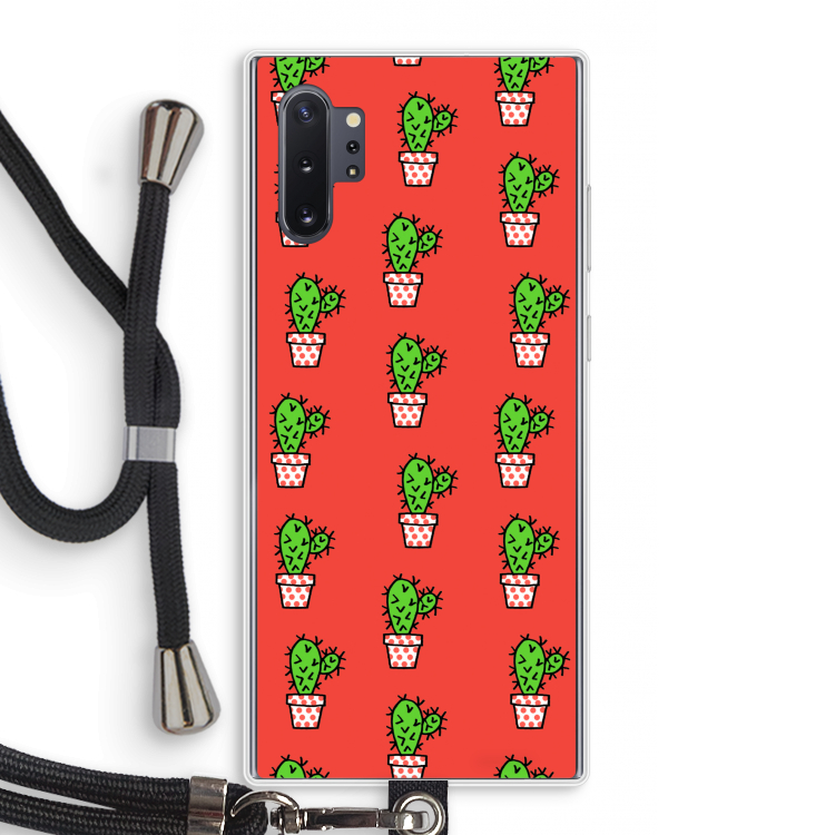 Mini cactus: Samsung Galaxy Note 10 Plus Transparant Hoesje met koord