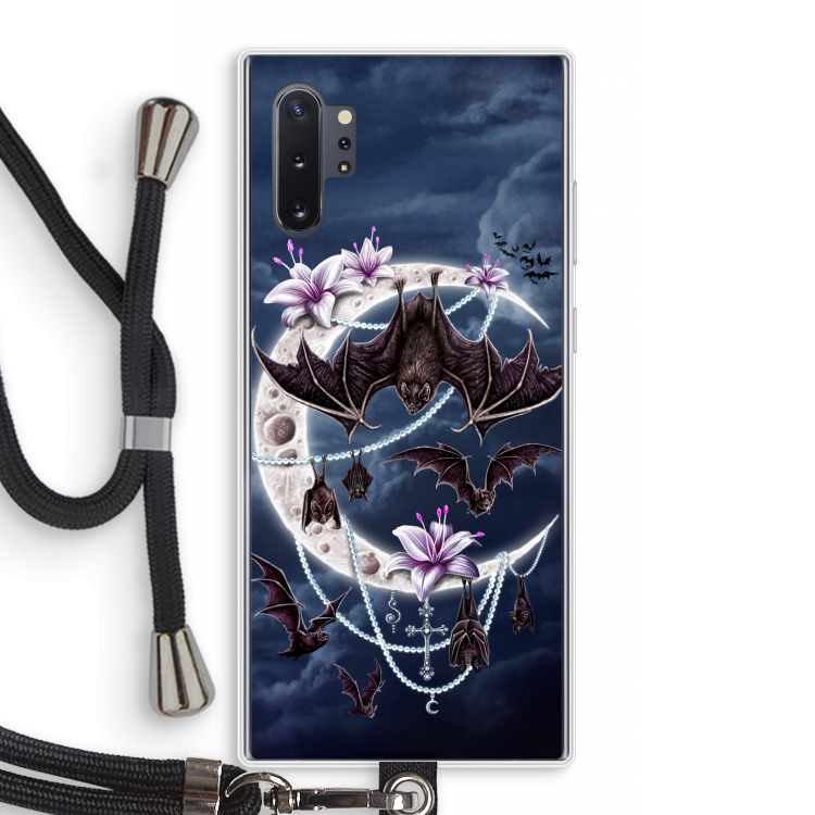 Vleermuizen Maan: Samsung Galaxy Note 10 Plus Transparant Hoesje met koord