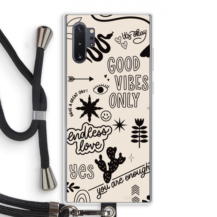 Good vibes: Samsung Galaxy Note 10 Plus Transparant Hoesje met koord