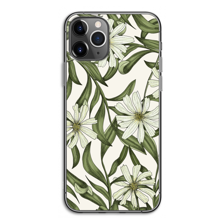 Wit bloemenpatroon: iPhone 11 Pro Transparant Hoesje