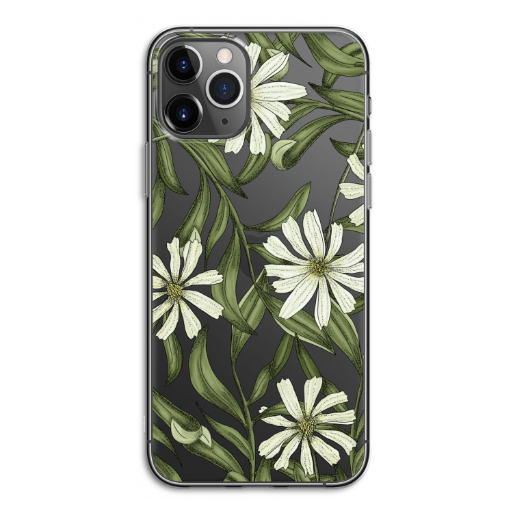 Wit bloemenpatroon: iPhone 11 Pro Transparant Hoesje
