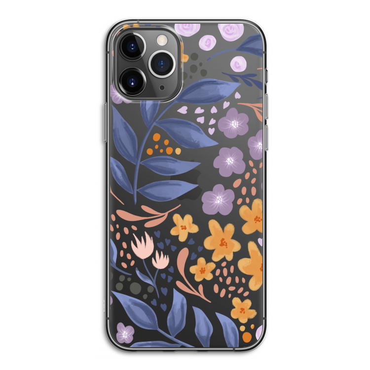 Flowers with blue leaves: iPhone 11 Pro Transparant Hoesje