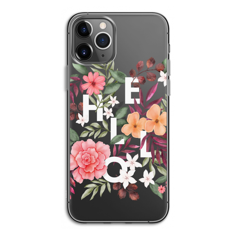Hello in flowers: iPhone 11 Pro Transparant Hoesje