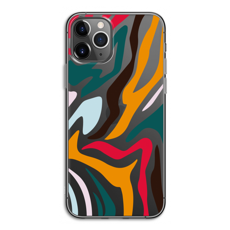 Colored Zebra: iPhone 11 Pro Transparant Hoesje