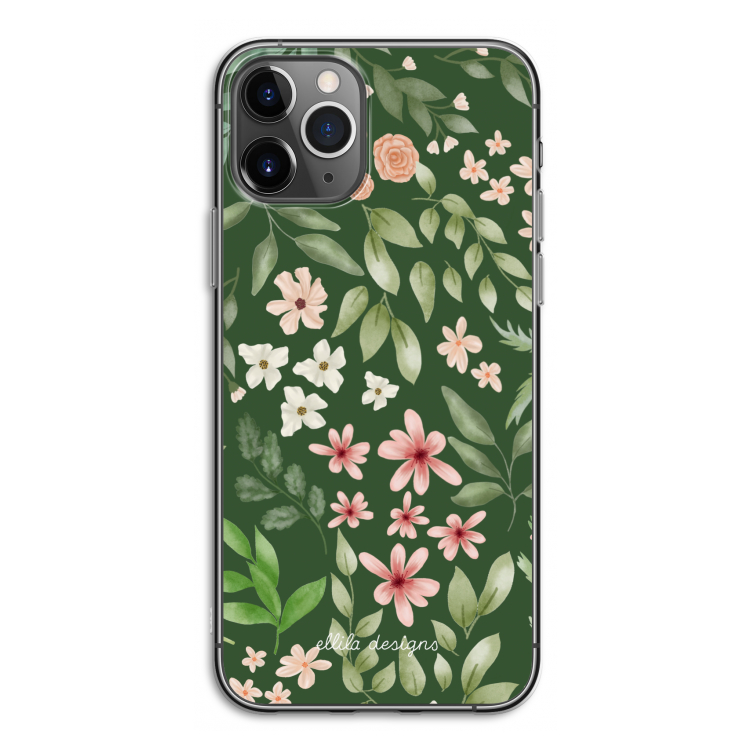 Botanical green sweet flower heaven: iPhone 11 Pro Transparant Hoesje